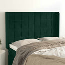 sengegavl med kanter 147x16x118/128 cm fløjl mørkegrøn