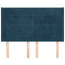 sengegavl med kanter 147x16x118/128 cm fløjl mørkeblå