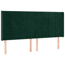 sengegavl med kanter 163x16x118/128 cm fløjl mørkegrøn