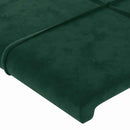 sengegavl med kanter 183x16x118/128 cm fløjl mørkegrøn