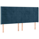 sengegavl med kanter 183x16x118/128 cm fløjl mørkeblå