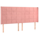 sengegavl med kanter 183x16x118/128 cm fløjl lyserød
