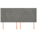 sengegavl med kanter 203x16x118/128 cm fløjl lysegrå