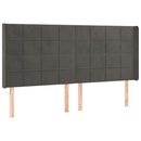 sengegavl med kanter 203x16x118/128 cm fløjl mørkegrå