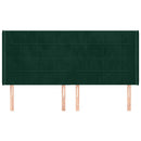 sengegavl med kanter 203x16x118/128 cm fløjl mørkegrøn