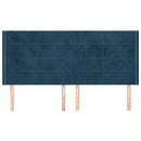 sengegavl med kanter 203x16x118/128 cm fløjl mørkeblå