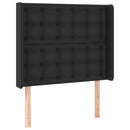 sengegavl med kanter 83x16x118/128 cm kunstlæder sort