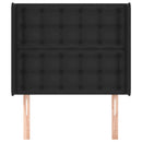 sengegavl med kanter 83x16x118/128 cm kunstlæder sort