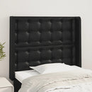 sengegavl med kanter 83x16x118/128 cm kunstlæder sort