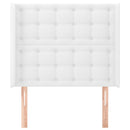 sengegavl med kanter 83x16x118/128 cm kunstlæder hvid
