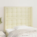 sengegavl med kanter 83x16x118/128 cm kunstlæder cremefarvet