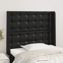 sengegavl med kanter 93x16x118/128 cm kunstlæder sort