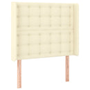 sengegavl med kanter 93x16x118/128 cm kunstlæder cremefarvet