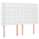 sengegavl med kanter 147x16x118/128 cm kunstlæder hvid