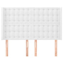 sengegavl med kanter 147x16x118/128 cm kunstlæder hvid