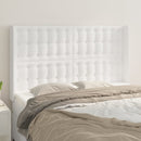 sengegavl med kanter 147x16x118/128 cm kunstlæder hvid