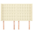 sengegavl med kanter 147x16x118/128 cm kunstlæder cremefarvet