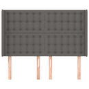 sengegavl med kanter 147x16x118/128 cm kunstlæder grå