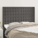 sengegavl med kanter 147x16x118/128 cm kunstlæder grå