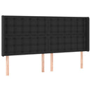 sengegavl med kanter 163x16x118/128 cm kunstlæder sort