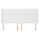 sengegavl med kanter 163x16x118/128 cm kunstlæder hvid