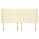 sengegavl med kanter 163x16x118/128 cm kunstlæder cremefarvet