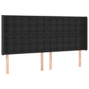 sengegavl med kanter 203x16x118/128 cm kunstlæder sort