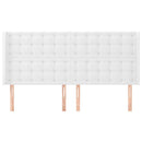 sengegavl med kanter 203x16x118/128 cm kunstlæder hvid