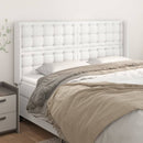 sengegavl med kanter 203x16x118/128 cm kunstlæder hvid