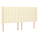 sengegavl med kanter 203x16x118/128 cm kunstlæder cremefarvet