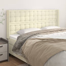 sengegavl med kanter 203x16x118/128 cm kunstlæder cremefarvet