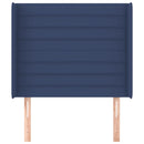 sengegavl med kanter 83x16x118/128 cm stof blå