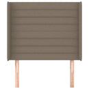 sengegavl med kanter 103x16x118/128 cm stof gråbrun