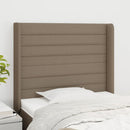 sengegavl med kanter 103x16x118/128 cm stof gråbrun