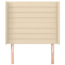 sengegavl med kanter 103x16x118/128 cm stof cremefarvet