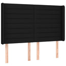 sengegavl med kanter 147x16x118/128 cm stof sort