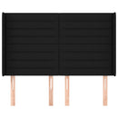 sengegavl med kanter 147x16x118/128 cm stof sort