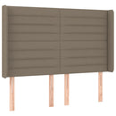 sengegavl med kanter 147x16x118/128 cm stof gråbrun