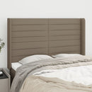 sengegavl med kanter 147x16x118/128 cm stof gråbrun