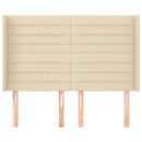 sengegavl med kanter 147x16x118/128 cm stof cremefarvet