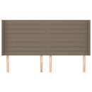 sengegavl med kanter 163x16x118/128 cm stof gråbrun