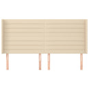 sengegavl med kanter 163x16x118/128 cm stof cremefarvet