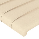 sengegavl med kanter 163x16x118/128 cm stof cremefarvet