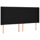 sengegavl med kanter 203x16x118/128 cm stof sort