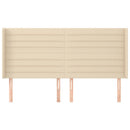sengegavl med kanter 203x16x118/128 cm stof cremefarvet