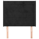 sengegavl med kanter 83x16x118/128 cm fløjl sort