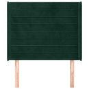 sengegavl med kanter 83x16x118/128 cm fløjl mørkegrøn