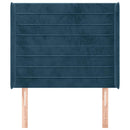 sengegavl med kanter 83x16x118/128 cm fløjl mørkeblå