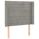 sengegavl med kanter 93x16x118/128 cm fløjl lysegrå