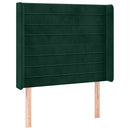 sengegavl med kanter 93x16x118/128 cm fløjl mørkegrøn